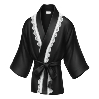 black silk robe with lace sticker