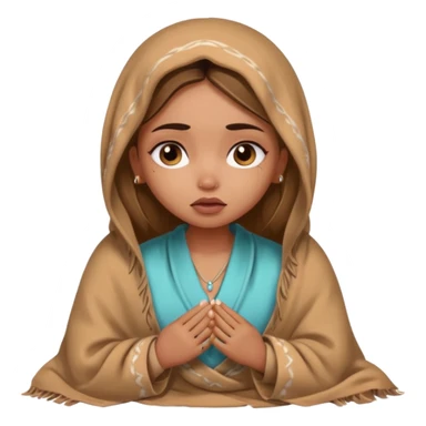 a pretty bratz fair indian girl wearing a brown pajamas and blnaket, dark circles, crying sticker