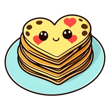 heart shaped pancakes, kawaii style sticker