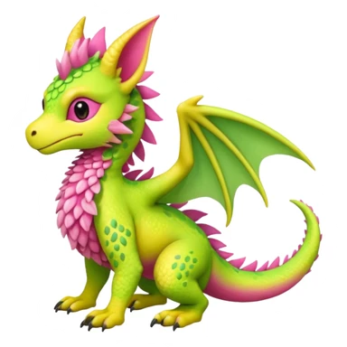 Strawberry-Lime-Lemon-themed "Dutch Angel Dragon"-"Vernid"-"Trico"-furry-Fakémon-hybrid-creature (full body) sticker