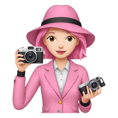 cheerfull pink women with digicam sticker