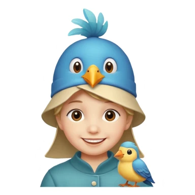 child with a bird hat sticker