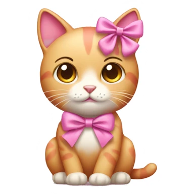 Pink cat with a bow on her ear sticker
