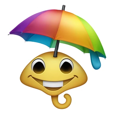 Smiley face that is really stoned and comfy wearing an umbrella hat sticker