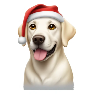 White Labrador dog wearing  Santa hat sticker