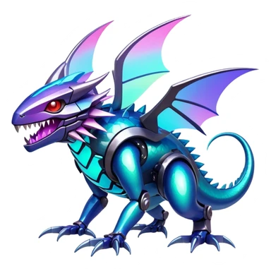  Epic legendary rare glowing mechanical Shiny sparkly transparent bioluminescent luminescent vibrant bright pastel dark exotic iridescent colorful gradients futuristic modern metallic glossy glittery fantasy-cyber-Fakémon-Pokémon-Vernid-creature sticker