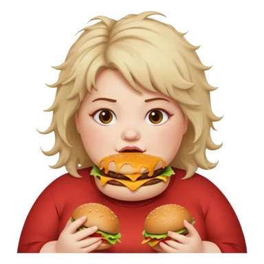 fat girl eating burger sticker