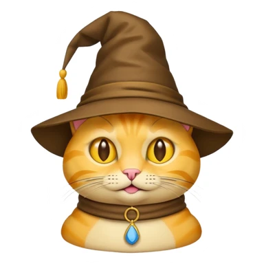 Simple yellow cat emoji wearing a sorting hat sticker