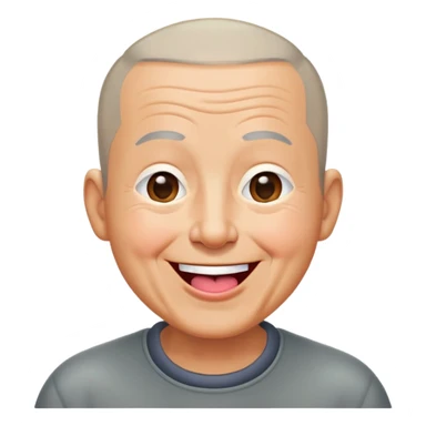 Nam, 70 tuổi, đầu đinh, nhắm 1 mắt, cười tươi, tounge out sticker