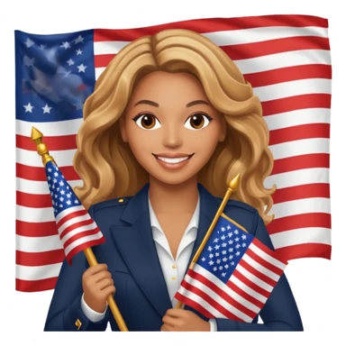 Beyonce with holding an american flag sticker