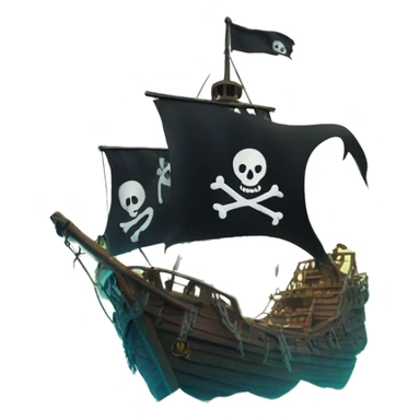 Animated pirate flag waving in the wind, with glowing skeletons pulling ropes on a ghost ship sticker