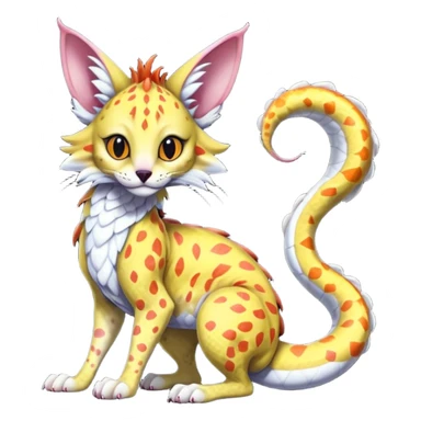 Flurry furry scaly sergal-serval-possum-sphynx-Koi-sergal-fusion-animal-hybrid-creature with a snake-tail sticker