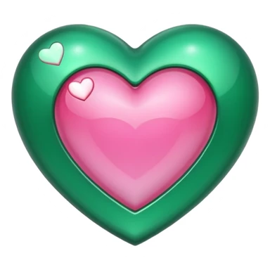 emerald heart with one mini pink heart inside of it  sticker