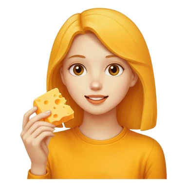 A girl eating cheese sticker