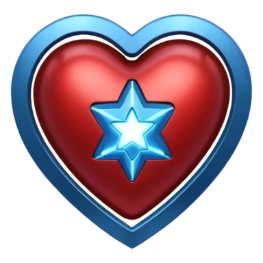 A red Iron Man heart with a glowing blue star in the center sticker