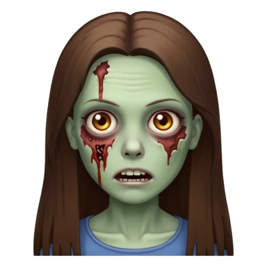a zombie woman with straight brown long hair sticker