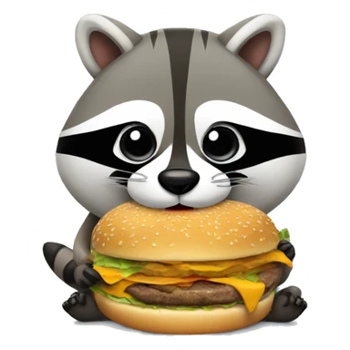 Raccoon eating a burger sticker
