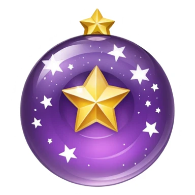 Bola de cristal roxa com estrela no centro dourada brilhante dentro sticker