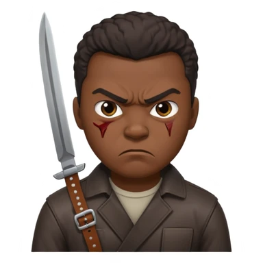 a angry black man slashing a belt sticker