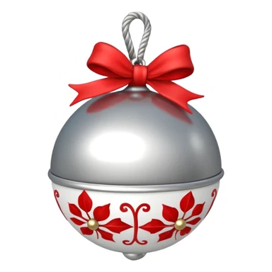 cute sleigh bell with red and white rope and floral decoratons sticker