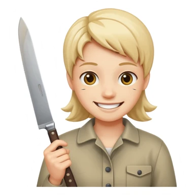 L'émoji : 😁 mais qui tien un couteau dans sa main sticker