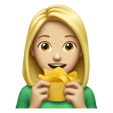 Blonde girl eating crisps sticker