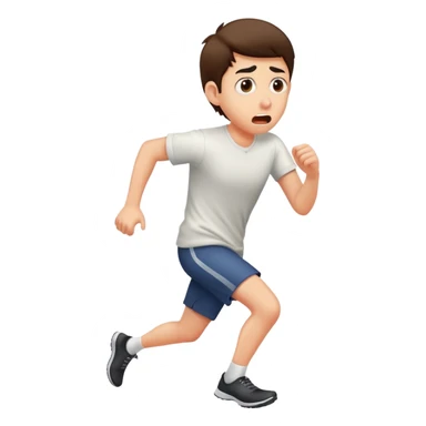 Person running away in fear, glancing back over shoulder with terrified expression sticker