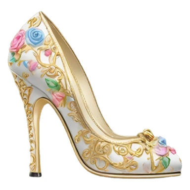 Dolce and Gabbana high heels with colourful pastel ornament and golden detais  sticker