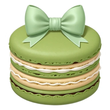 sage green macaron with white bow sticker