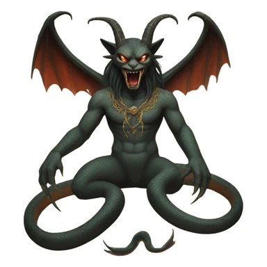 garuda snake demon who resembles a baphomet cat creature with fangs sticker