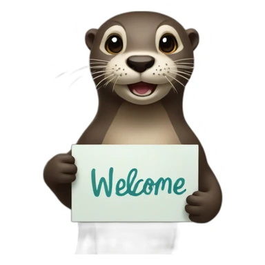 otter holding a sign that says welcome sticker