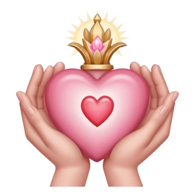 hands cradling a light pink sacred heart  sticker