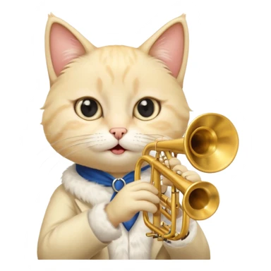 blonde cat play trumpeter, portrait sticker