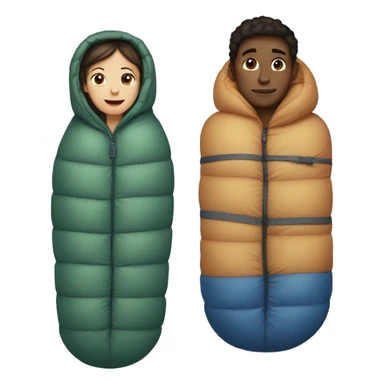 a girl and a boy in a single sleeping bag sticker