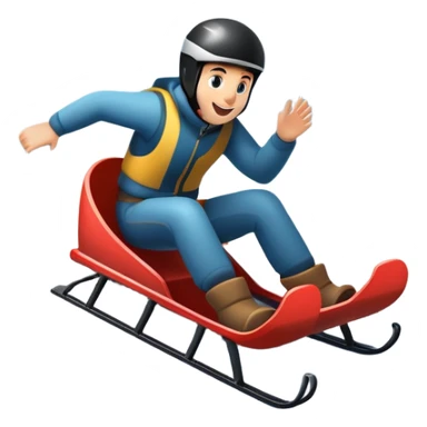 An icon featuring a sleek sled speeding down a snowy hill, with a snowy landscape and pine trees in the background. The motion lines and slight snow spray emphasize the thrill of the ride. Transparent background highlights the excitement and fun of sledding. sticker