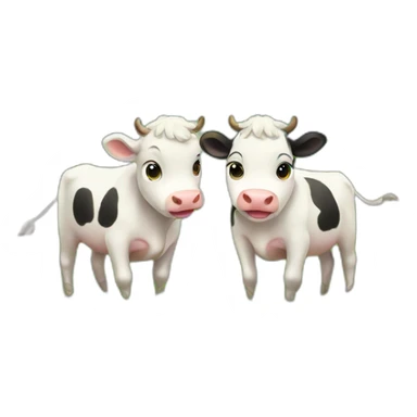 Three cute cows on green field sticker