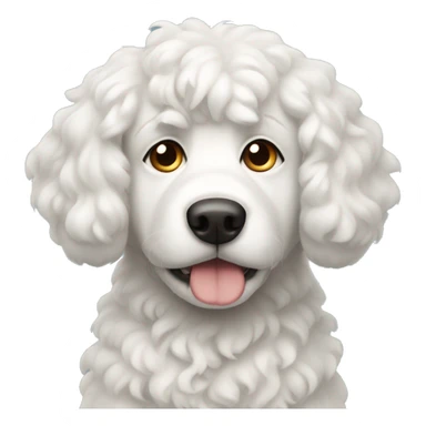Curly white dog with sad eyes  sticker