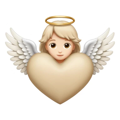 beige heart with white angel wings sticker