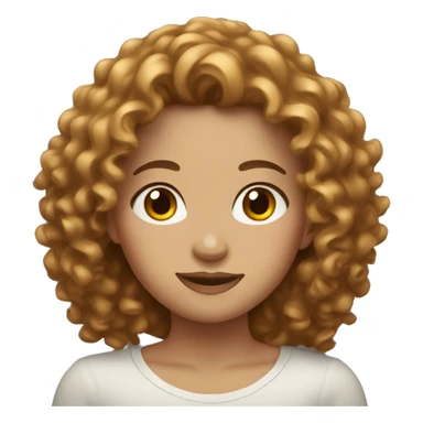 White gorl with brown curly hair sticker
