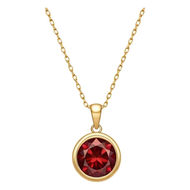 red garnet pendant with a shimmering aura of magic and strength, on a gold chain sticker