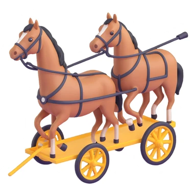 two horses pulling a cart, isometric view sticker