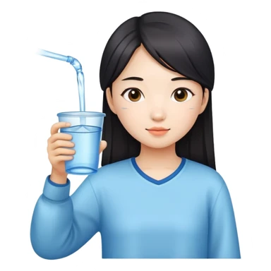 Chinese girl holding a water cup sticker