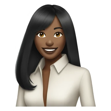 Naomi Campbell long black hair smiling sticker