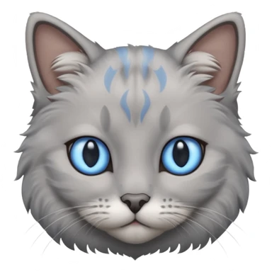 a gray cat with blue eyes on its FOREHEAD sticker