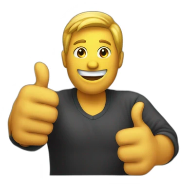Man with giant thumbs up and black background sticker