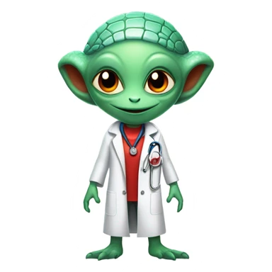 Reptilian alien woman, red crest, is a doctor sticker