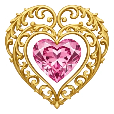  gold and pink diamond rococo hearts sticker