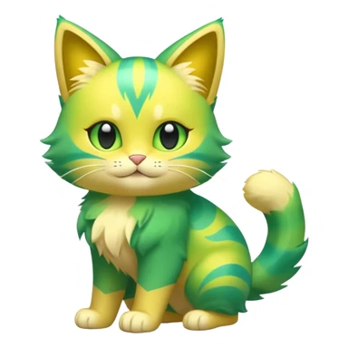 Green and Yellow Electrike-Amaura-Aurorus-Shiny-glorp-cat-fusion  sticker