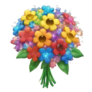 rainbow flower bouquet sparkle  sticker