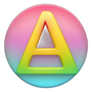 Letter A not K with shades of red, pink, light green, yellow, and light bule and a 3D feel sticker